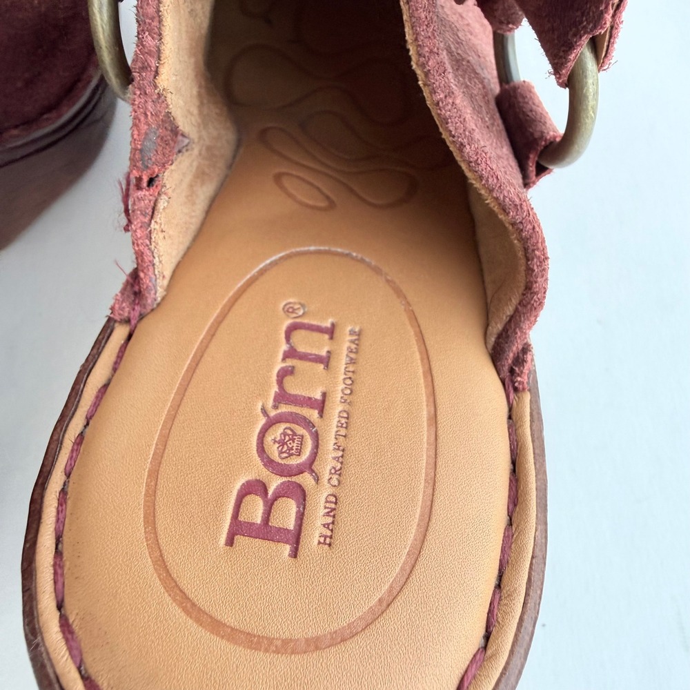 Born Cybele Burgundy Suede Platform Clogs Slingback Heels BR0024944 Wine Red 9M - Picture 13 of 16